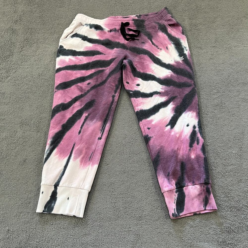 VS PINK Victoria's Secret Tie Dye Cropped Sweatpants Joggers Women's Size XL